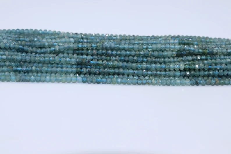 AAA+ Quality Blue Tourmaline Faceted Rondelle 3mm Beads Strand for Jewelry Making Natural Tourmaline Gemstone Minimalist Beads