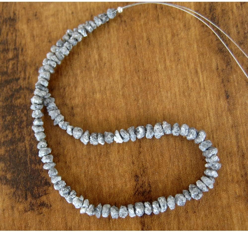 3-4mm Sparkling Gray Natural Diamond Drilled Beads, Uncut Beads, Rough Raw Diamond Beads For Jewelry (4IN To 16IN Options), 4-3 MM