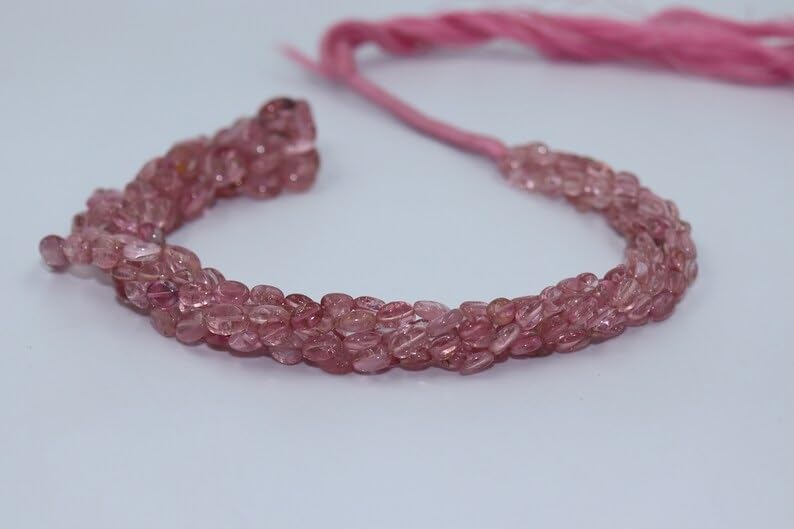 Natural Rubellite Smooth Oval Shape Beads 4x6mm AAA Quality Tourmaline Smooth Oval Bead Wholesale Beads for Making Jwelery