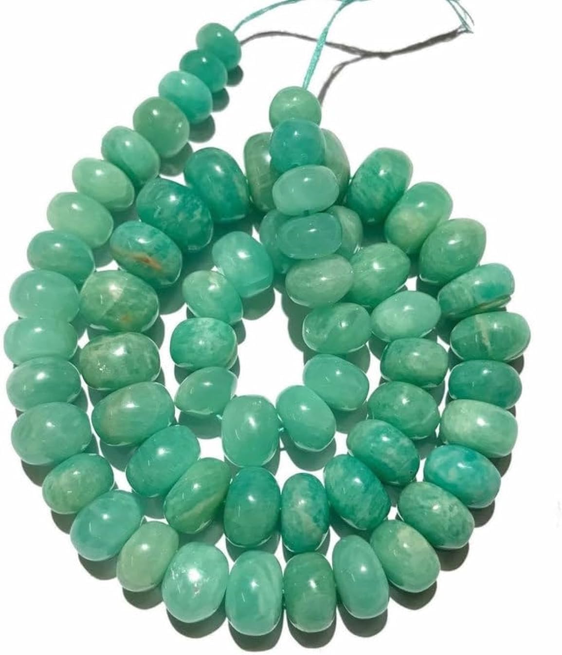 Natural Amazonite rondelle soomth Beads 7x11mm 19 inch Long String Jewelry Making Gemstone Beads for Necklace Bracelet