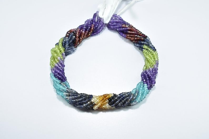 13 inch Strand of Natural gem Multi Stone, 3-4mm Rondelle Faceted Beads for DIY Jewelry Making. | Beads_05593