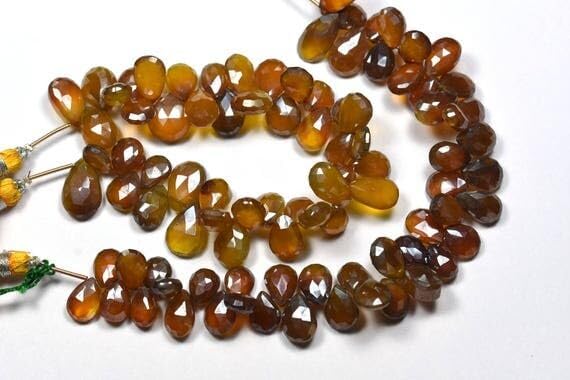 7 inch Strand of Natural Chalcedony 8x11-9x15mm pear Faceted briolette Beads for DIY Jewelry Making. |BRIO_02031