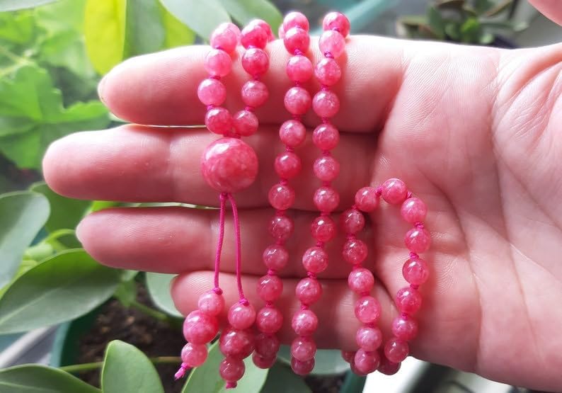 Natural Rhodonite 6mm,8mm 108 Mala Beads, Spiritual, Meditation Beads, Reiki, Japa Mala, Buddhist Prayer Beads, Yoga Bracelet, healing beads LKMALA-RRGU-3925