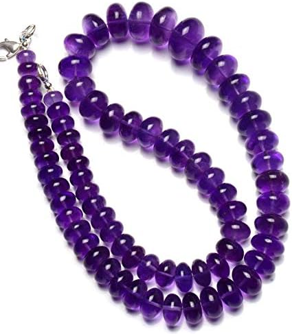 Natural Gemstone African Amethyst 8 to 15MM Smooth Rondelle Beads 18 Inch Full Strand Fine Quality Dark Purple Color Finished Necklace