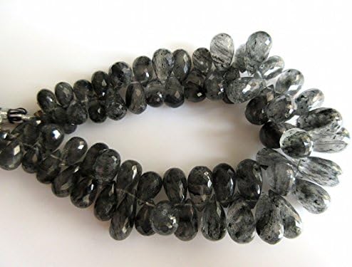 13 inch natural beads strand of 17mm-9mm faceted drop rutilated quartz gemstone beads for DIY jewelry - necklace, bracelet, earring, ring.