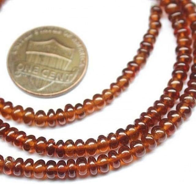 Hessonite Garnet Smooth Gemstone Micro Rondelle Loose Craft Beads Starnd 16