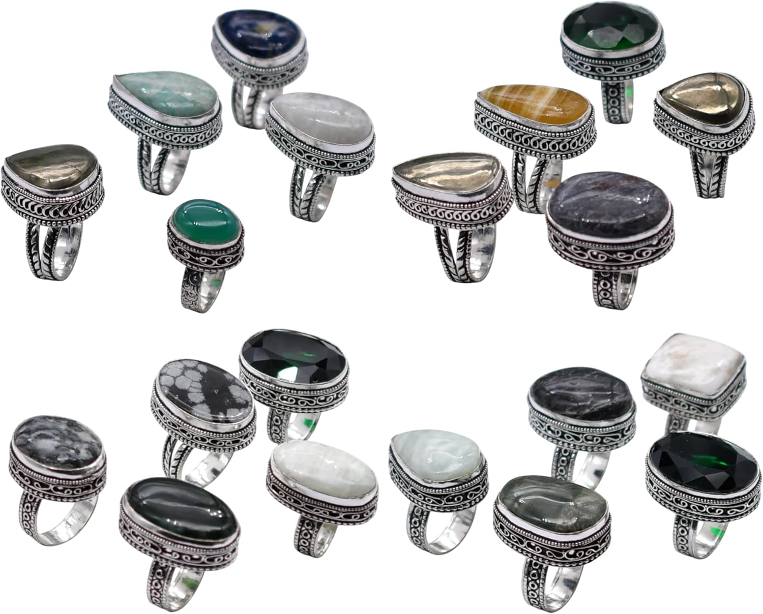 50 PCS Mix Gemstone Ethnic Handmade Ring Mix Lot US Size-5-9 R 9139 R 9139