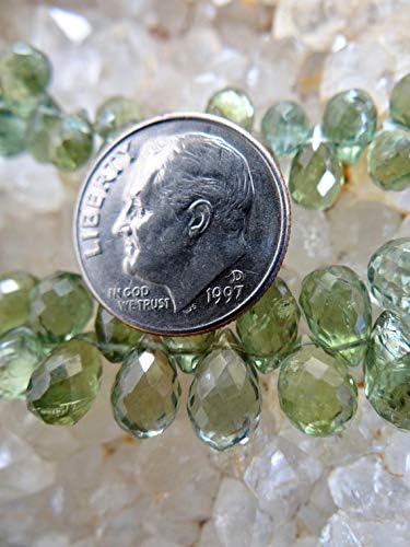 green apple apatite | 3d pear teardrop briolettes | 6.5-10x4.5-6mm | sold in pairs & sets of 6 briolettes