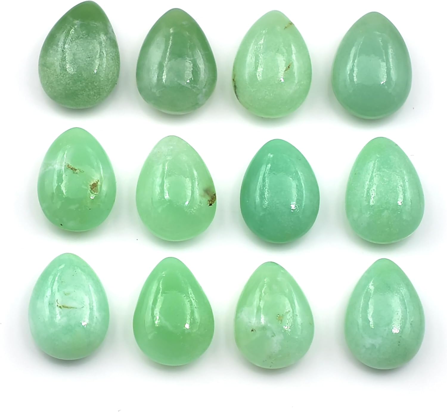 5 Pcs Natural Chrysoprase Stone Beads for Jewelry Making Pear Briolette 10x14 mm Smooth Plain Polished Gemstone Pear Cut Price Per Set Supply