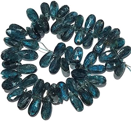 8 inch Strand of Natural Blue Moss Kyanite 15 mm Pear Faceted briolette Beads for DIY Jewelry Making. |BRIO_01080