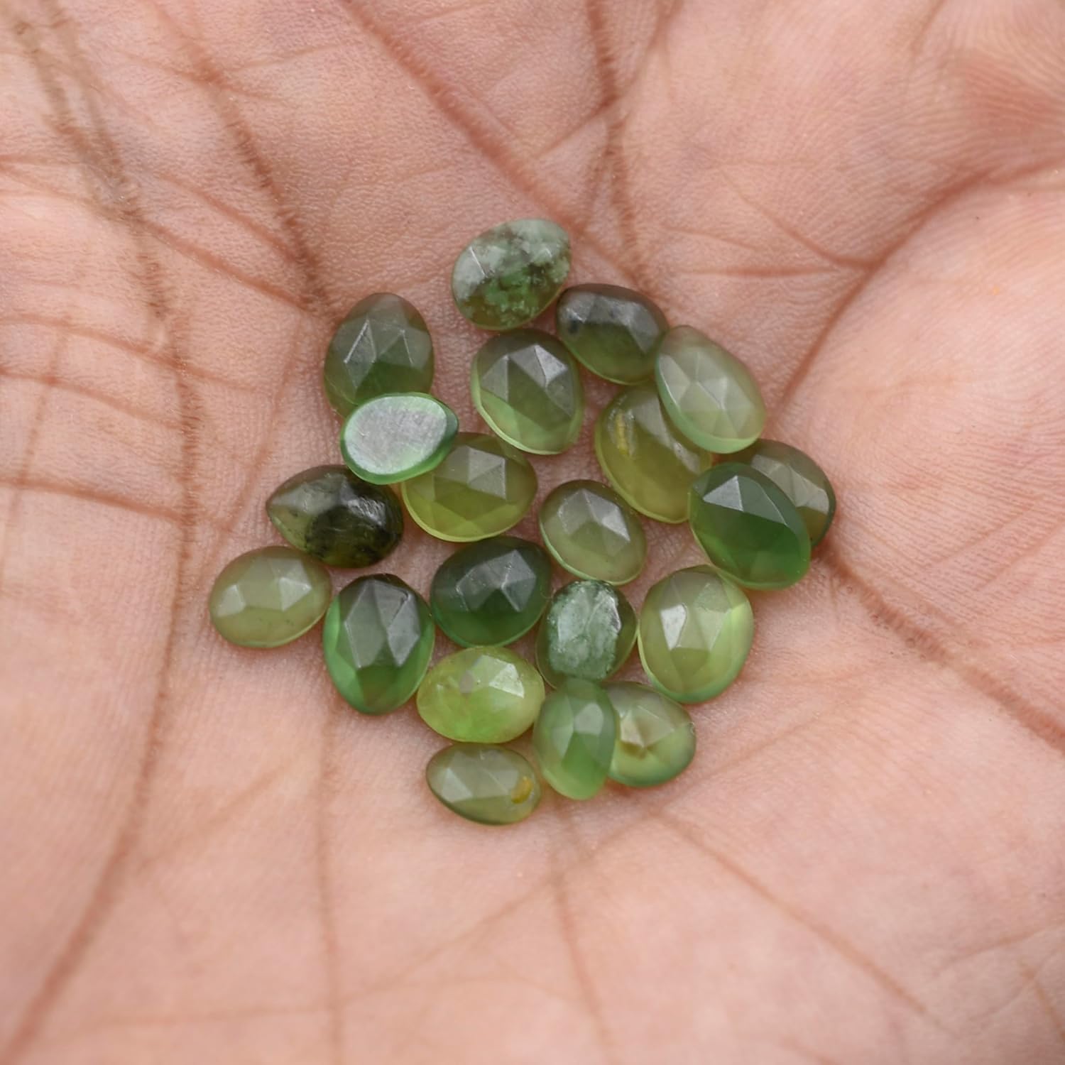 Serpentine Loose Stone Beads Cabochon Brilliant Rose Cut Oval Shape 4X5 to 5X7 mm Flat Back Gemstone Drill Bead Making Jewelry Supply