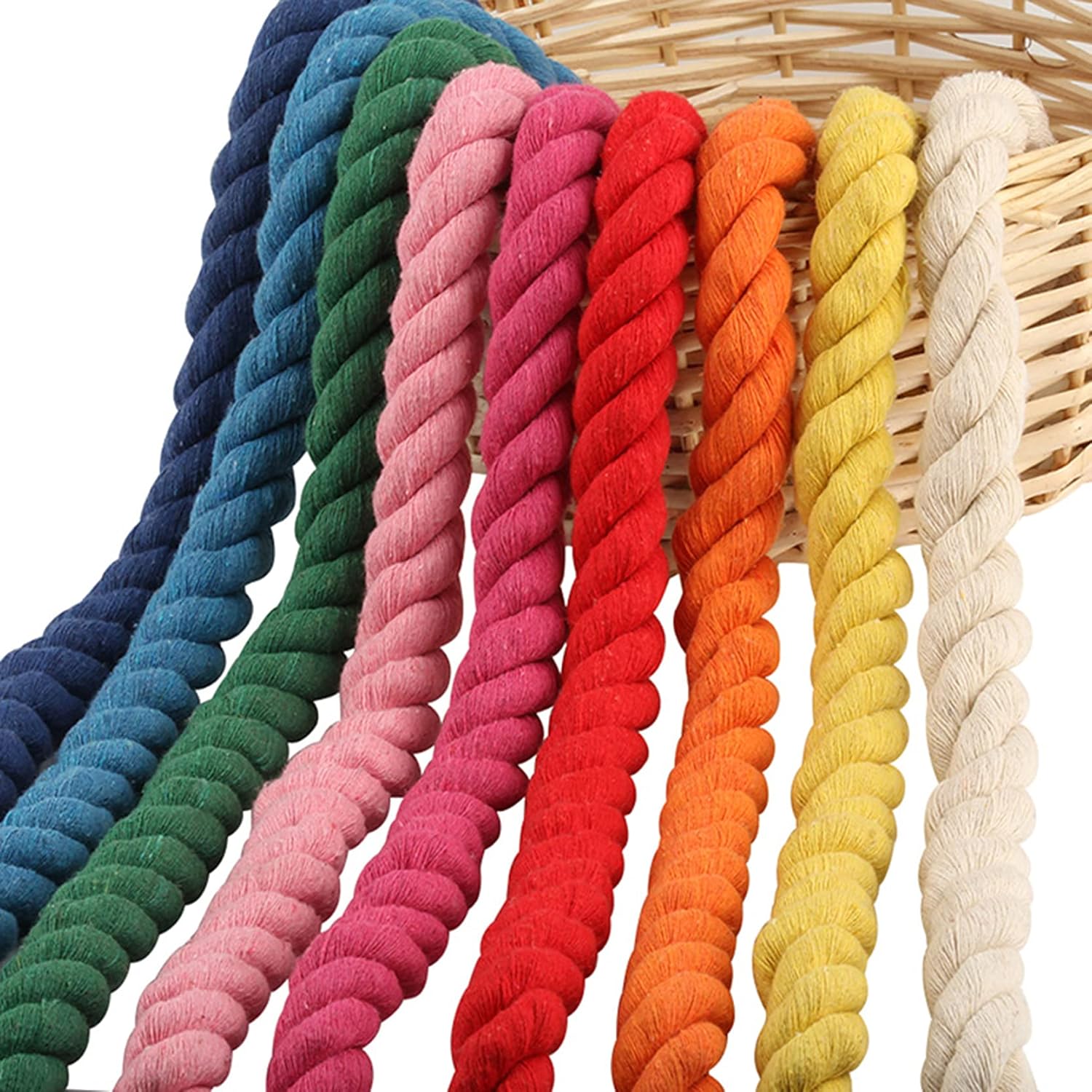 Cotton String Ball, Elastic cord, thread beading string,Macrame Cord Cotton 20mm x 10m/20m,Color Cotton Cord 3 Strand Twisted Soft Thick Natural Cotton Rope,DIY Crafts Gifts,Wall Hangings, Plant Hange