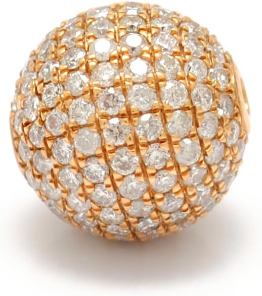 Kanika Creations 14K Solid Yellow Gold Pave Beads with Natural Diamonds – 10mm Round Spacer for Handmade Jewelry – Elegant Gift for Her