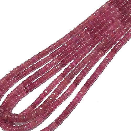 Ruby, Glass Filled Ruby, Micro Faceted Heishi,Tyre Beads, Spacer Beads Size 5.5 mm Beads, 16 Inch Full Strand