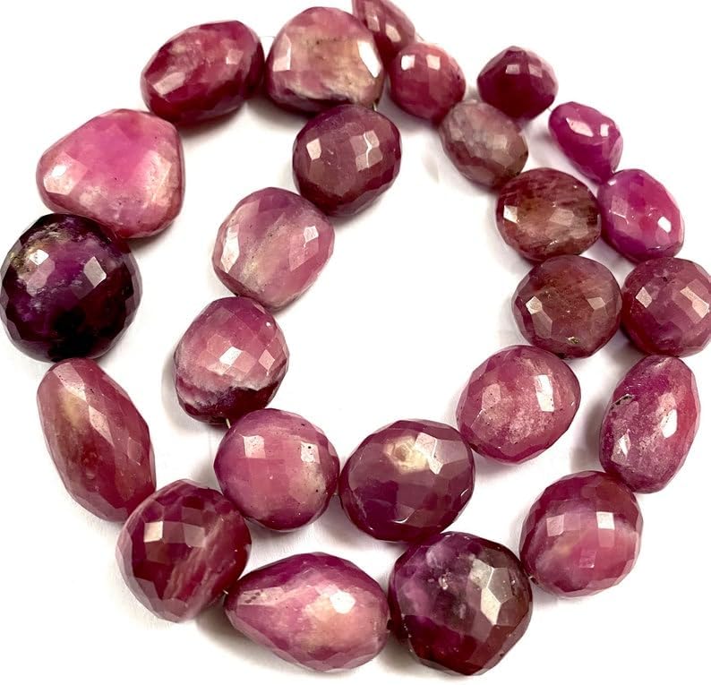 Natural Natural Pink BIO Sapphire Nuggets facated Beads 12-20 MM 18 inch Long String Jewelry Making Gemstone Beads for Necklace Bracelet