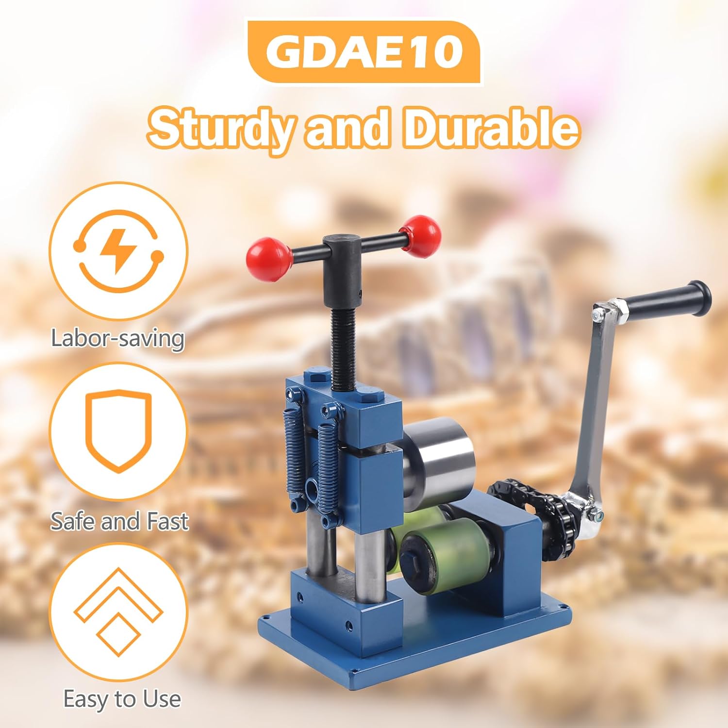 MuChaIOAK Hand Crank Ring Bending Machine, Ring Earring Bending Machine Easy to Use 2 in1 Jewelry Press Brake Forming Machine Tools for Bracelet, Earring, Processing Ring, 7