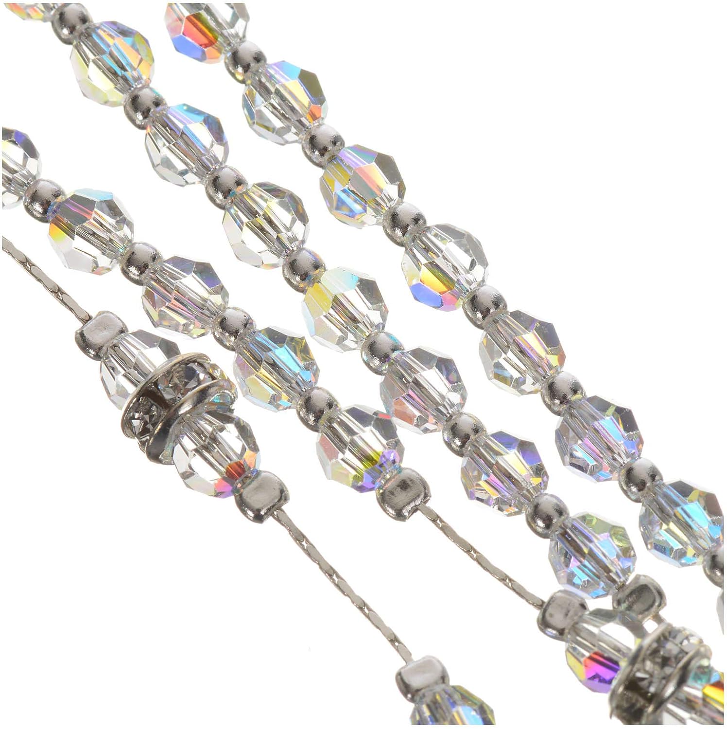 Rosary Beads in 925 Silver and Transparent Crystal