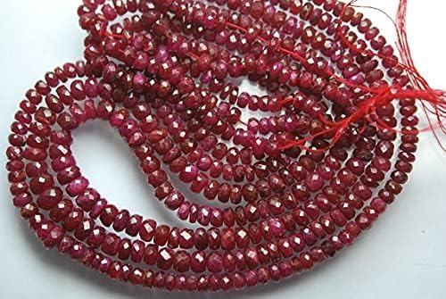 BEADS GEMSTONE 116 Carats, 17 Inches Strand, AAA Natural Dark Red Longi Ruby Faceted LARGE SIZE Rondelles, Size 6.5-4mm Code-HIGH-4106
