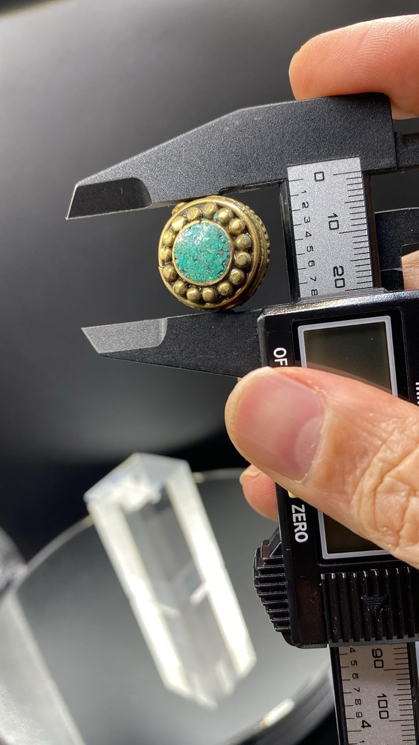 Nepali Tibetan Handmade Turquoise Brass Bead 20x12mm 10g | Round Inlay Ethnic Bead for Jewelry Making | Boho Tribal Loose Bead | Healing Craft Supply (50)