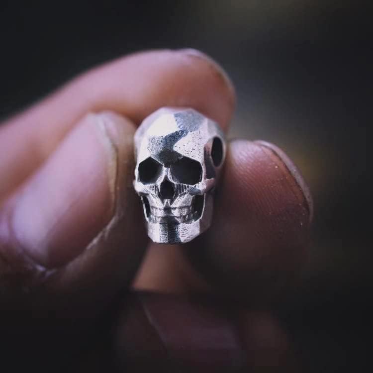 Original handmade s925 sterling silver skeleton loose beads bracelet personality DIY beads with beads pendant accessories necklace