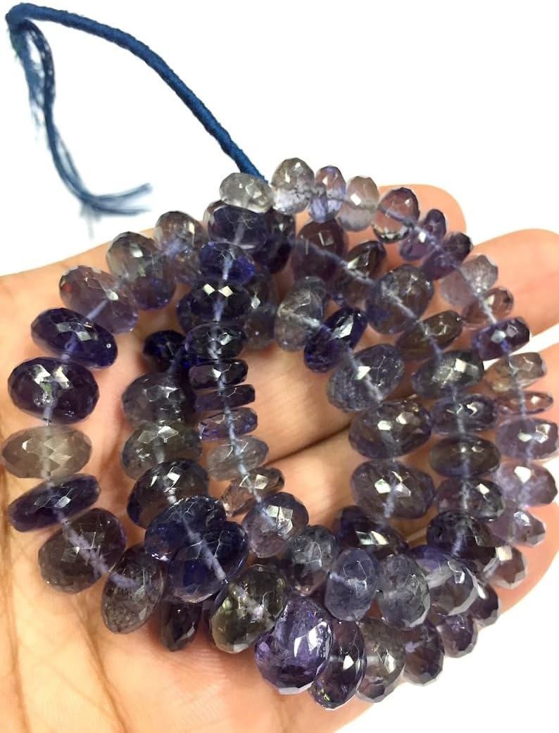 13 inch Strand of Natural gem Iolite, 4-10mm rondelle Faceted Beads for DIY Jewelry Making. | Beads_04915
