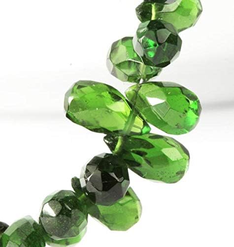 Chrome Diopside Faceted Pear Briolette, 3.8mm to 4.7mm x 6mm to 7.3mm, Natural Genuine Untreated Russian Pine Green Kelly Gemstone 10 pcs Code-HIGH-61250