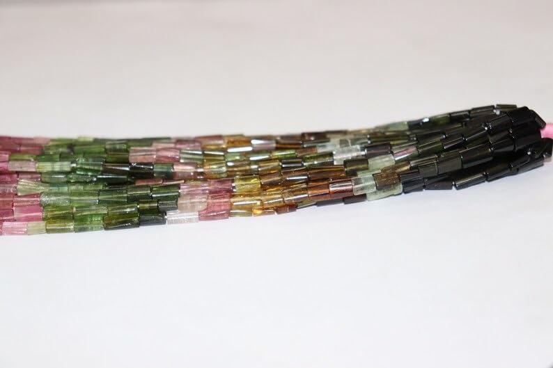 Multi Tourmaline Smooth Tube Shape Beads 5 * 10 mm Multi Tourmaline Flat Tube Tourmaline Beads Wholesale Beads for Making Jwelery