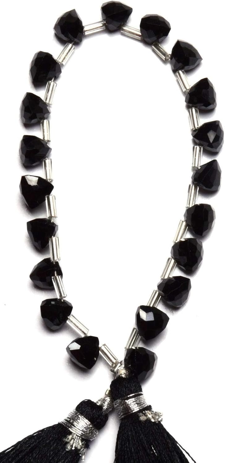 GEMZ 13 inch Strand of Natural Black Spinel Trillion Shape Faceted Cut Black Color briollete Beads for DIY Jewelry Making- Earring Necklace Bracelet.