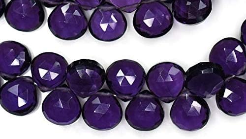 7 Inch Strand-8mm-Superfine All Pairs High Polished Beautiful Purple Amethyst Quartz Faceted Heart Shape Briolette Beads Code-HIGH-59292