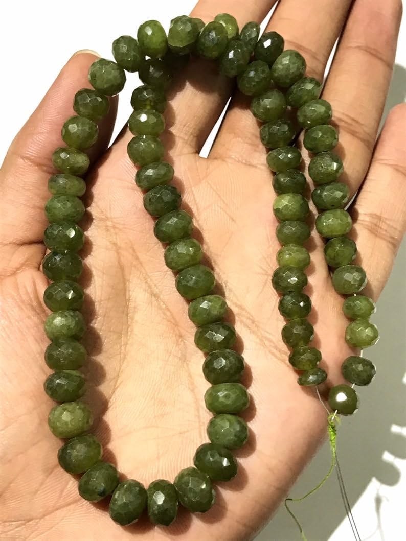 Natural Green Wonder Sapphire roundelle facated Beads 7-9 MM 18 inch Long String Jewelry Making Gemstone Beads for Necklace Bracelet