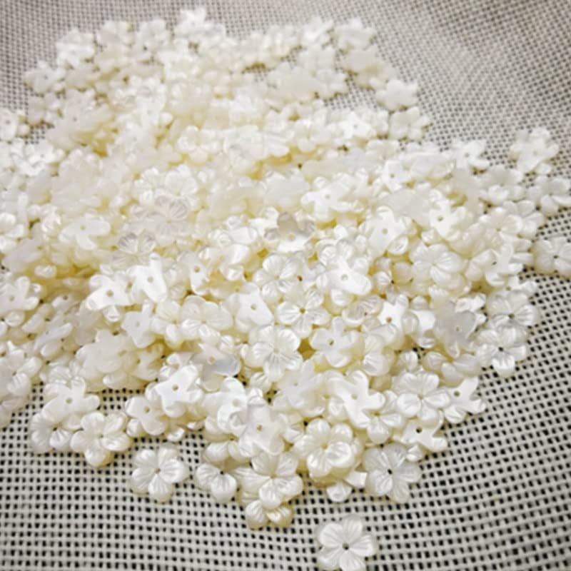 Davitu Hill_San Lotus 10mm 5 Flower Mother of Pearl Shell Beads for DIY Jewelry - (Color: White, Item Diameter: 12mm)