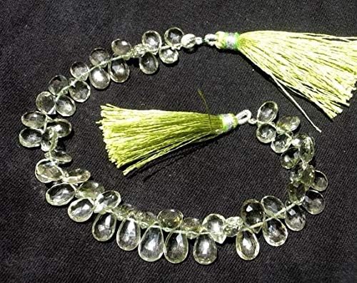Full 8 Inches Strand Green Amethyst Faceted Pear Briolettes Size 8x5-11x7mm Code-HIGH-40689