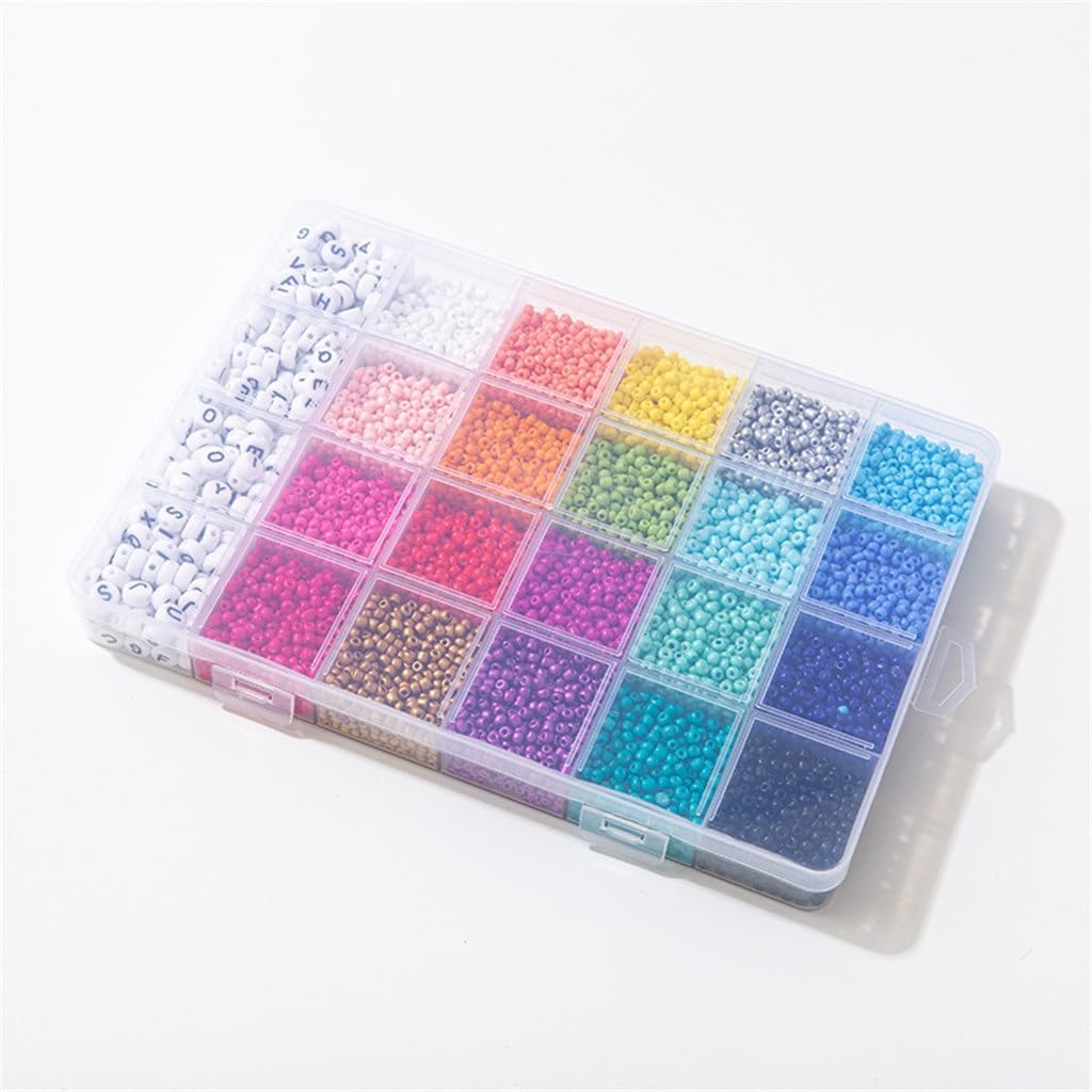 Multicolor 3mm Rice Beads Glass Letter Boxed DIY Jewelry Accessories Set