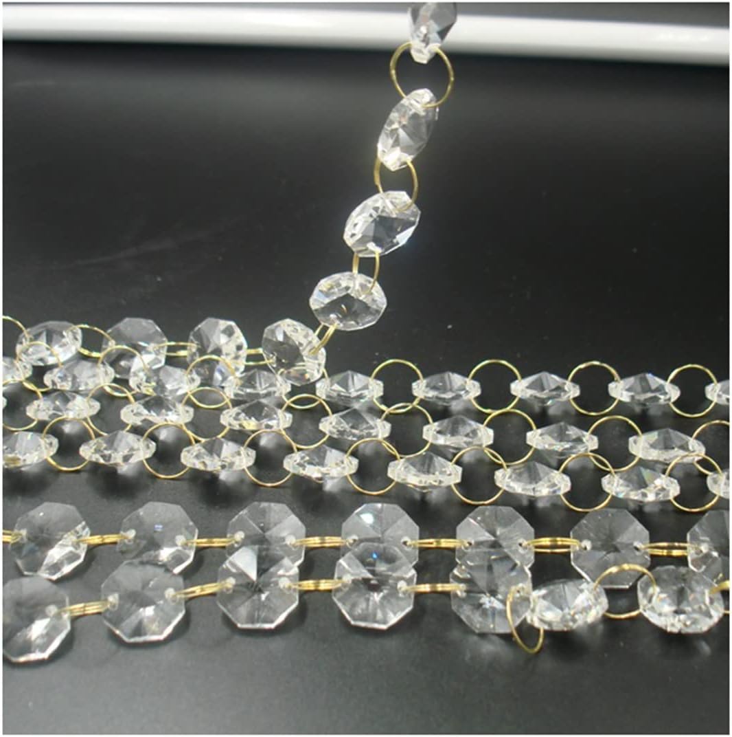 Hanging Crystals Prisms 5 Meters Crystal Strands Octagon Beads Chains with Golden Connectors Decorations Hangings Crystals for Decoration