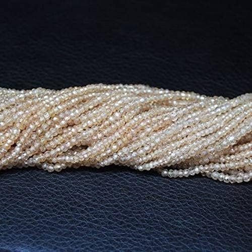 BEADS GEMSTONE Zircon Champagne Micro Faceted Loose Rondelle Gemstone Craft Beads 13 Inch Long 3mm Code-HIGH-20804