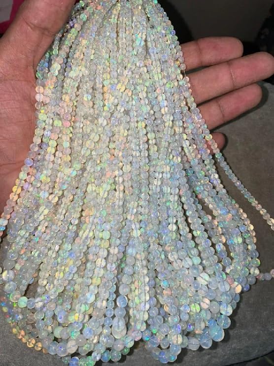 AAA+ Ethiopian Opal Smooth Round Beads 3.5-6 mm Welo Opal Bead Opal Plain Beads Fire Opal Beads Flashy Opal Bead for Making Jwelery
