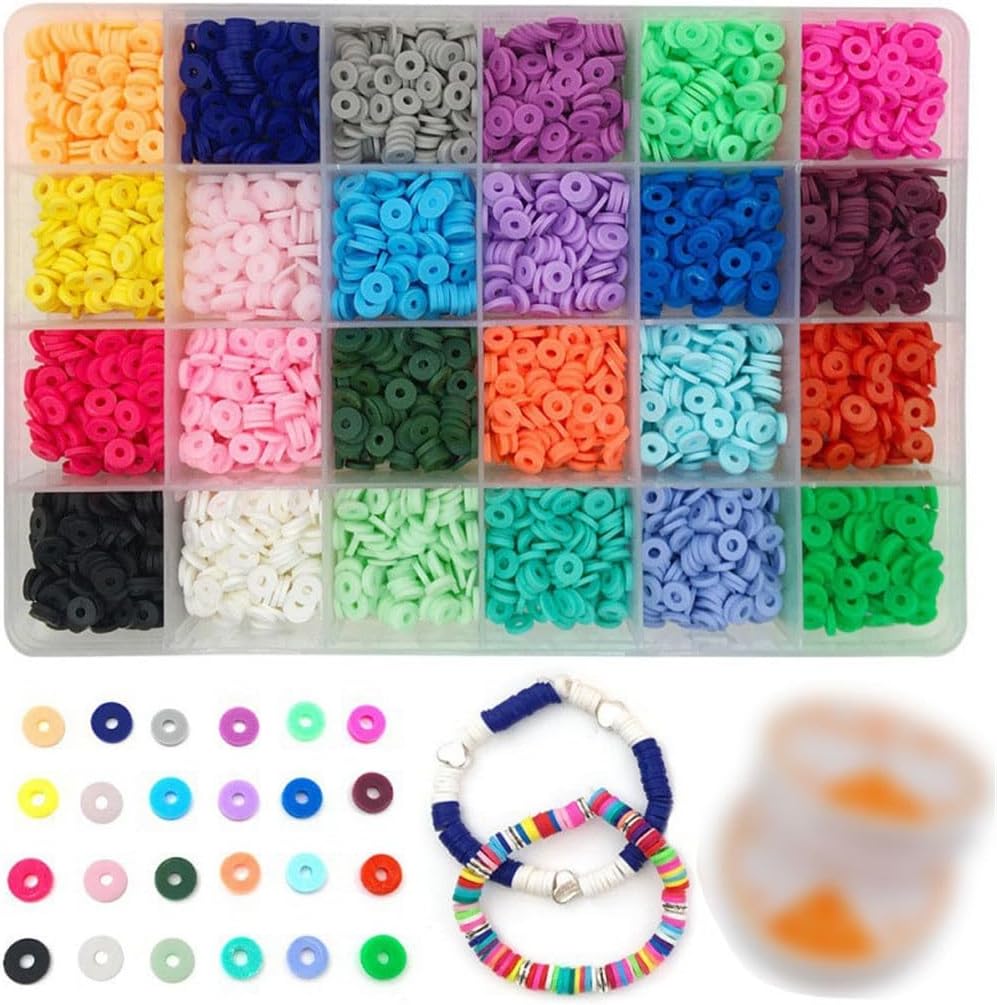 6mm 24 Grid Soft Pottery Flakes Colorful Discs Bohemian DIY Jewelry Accessories Set