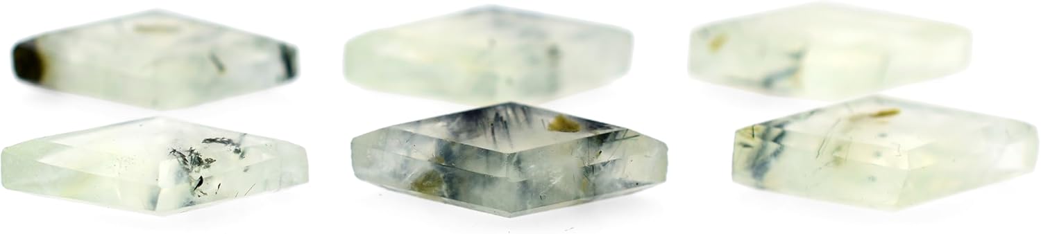 Natural Prehnite Stone Beads for Jewelry Making Diamond Shape Gemstone 10X20 mm Faceted Cut Slice Loose Stone Crystal Birthstone DIY Bead