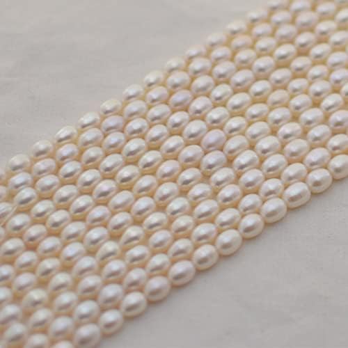 13 inch Strand of Natural gem Freshwater Pearl, 9-10mm Rice Smooth Beads for DIY Jewelry Making. | Beads_03708, white