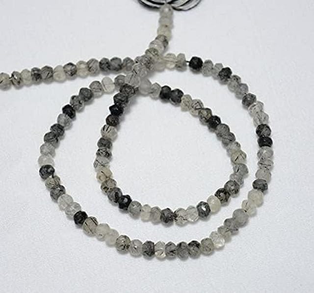 Rutile Quartz Gem Stone, 4 mm Beads, Faceted Rondelle Gemstone Beads, 13.5 Inch lot of 5 Strands Chik-STRD- 93166