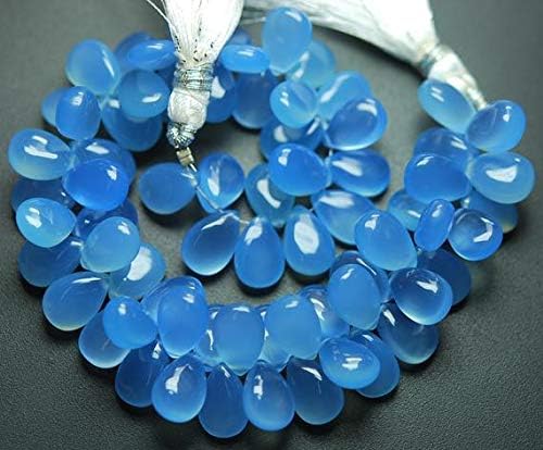 6 Inch Strand,Super Finest Sky Blue Chalceny Smooth Pear Briolettes,8x12mm Large Size Code-HIGH-56629