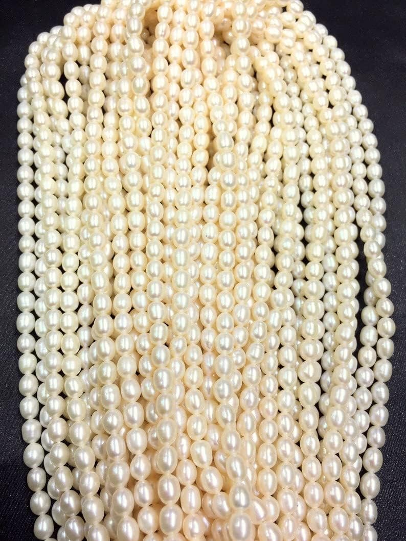 13 inch Strand of Natural gem Freshwater Pearl, 5mm Cylinder Smooth Beads for DIY Jewelry Making. | Beads_03819