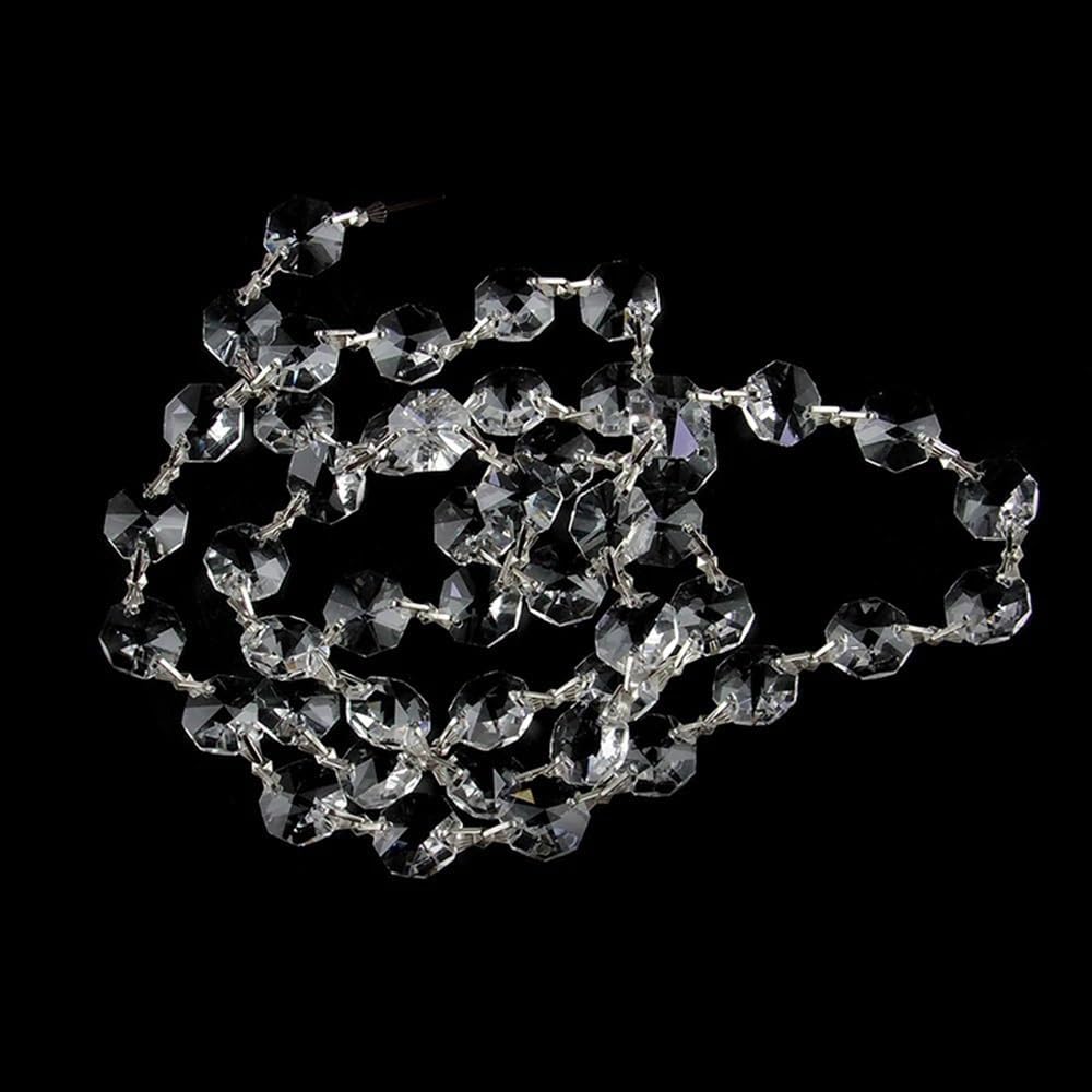 Hanging Crystals Prisms 14mm K9 Crystal Octagon Beads Garlands with Silver Buckle Pendant Lighting for Home Decoration Hangings Crystals for Decoration(20m)