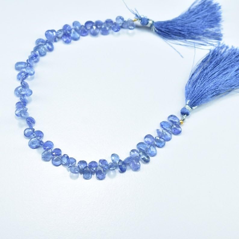 Natural Tanzanite pear Faceted Beads 4.5X6.5-5X7.5mm 8 inch Long String Jewelry Making Gemstone Beads for Necklace Bracelet