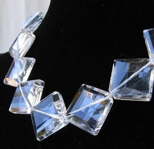 Sparkling Designer Faceted (Pin Cushion Cut) 20mm Quartz Bead Strand 110449 for Jewelry Making