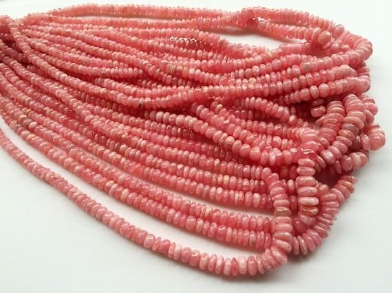 BEADS GEMSTONE 1 Strand Natural Rhochrosite Plain Rondelle Beads, Natural Rhochrosite Beads, 4.5-7.5mm, 8 Inch Code-HIGH-19516