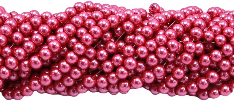 13 inch Strand of Natural gem Hot Pink Pearls, 8mm Round Smooth Beads for DIY Jewelry Making. | Beads_04742