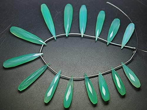 8 inch Strand of Natural Chalcedony 30mm Drop Faceted briolette Beads for DIY Jewelry Making. |BRIO_01673