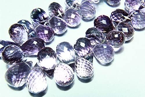 8 inch Strand of Natural Amethyst 6x9-8x14mm Drop Faceted briolette Beads for DIY Jewelry Making. |BRIO_00146