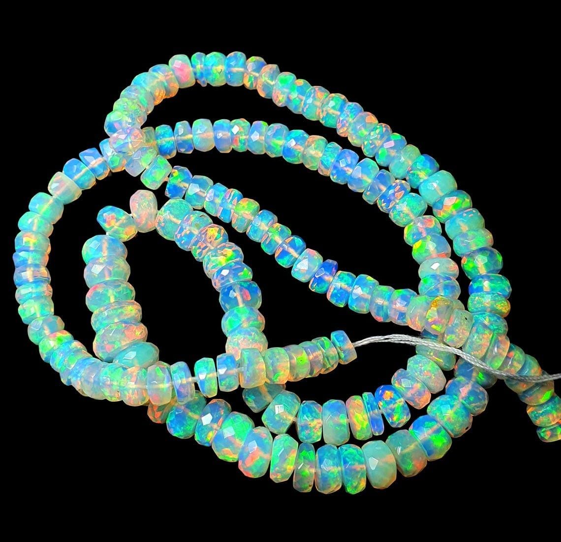 Natural Ethiopian Opal Faceted Rondelle 4-5mm Beads 8